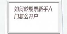 如何炒股票新手入门怎么开户(如何炒股票新手入门怎么开户及股票网上开)