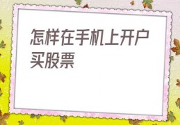 怎样在手机上开户买股票(手机上怎么开股票账户)