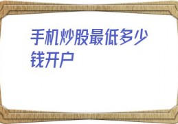 手机炒股最低多少钱开户(手机炒股哪个证券开户)