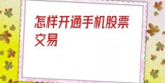 怎样开通手机股票交易(怎样开通手机炒股)