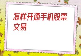 怎样开通手机股票交易(怎样开通手机炒股)